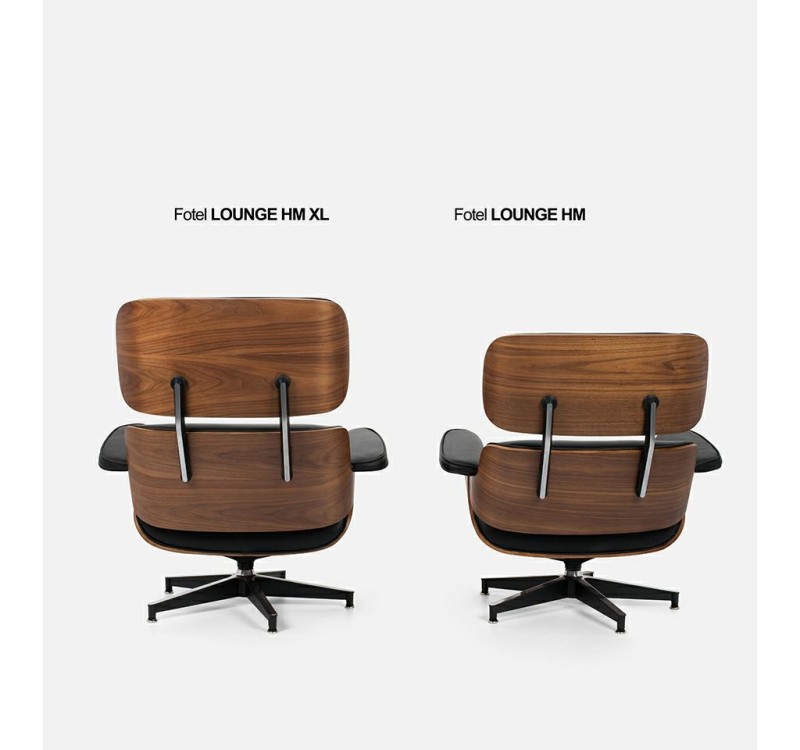 Fotel LOUNGE HM XL czarny / orzech z podnóżkiem