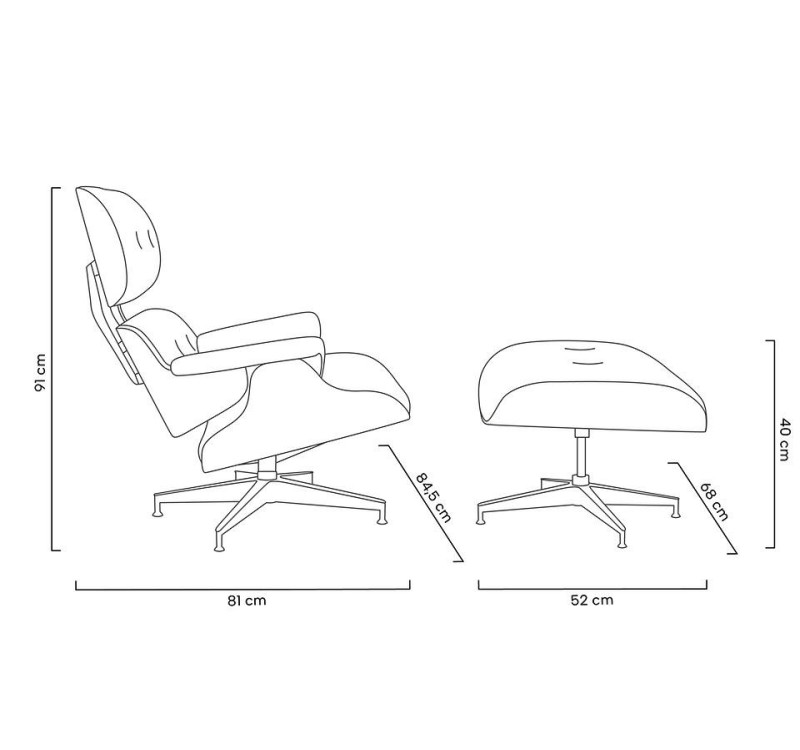 Fotel LOUNGE HM XL czarny / orzech z podnóżkiem
