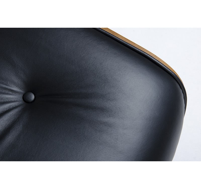 Fotel LOUNGE czarny / orzech - skóra naturalna