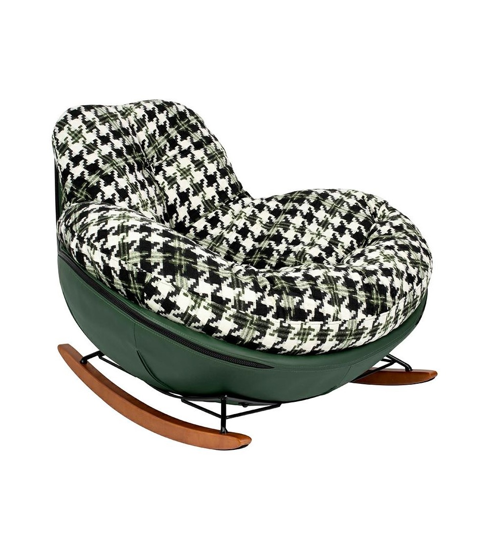 Fotel bujany FATTY zielona pepitka