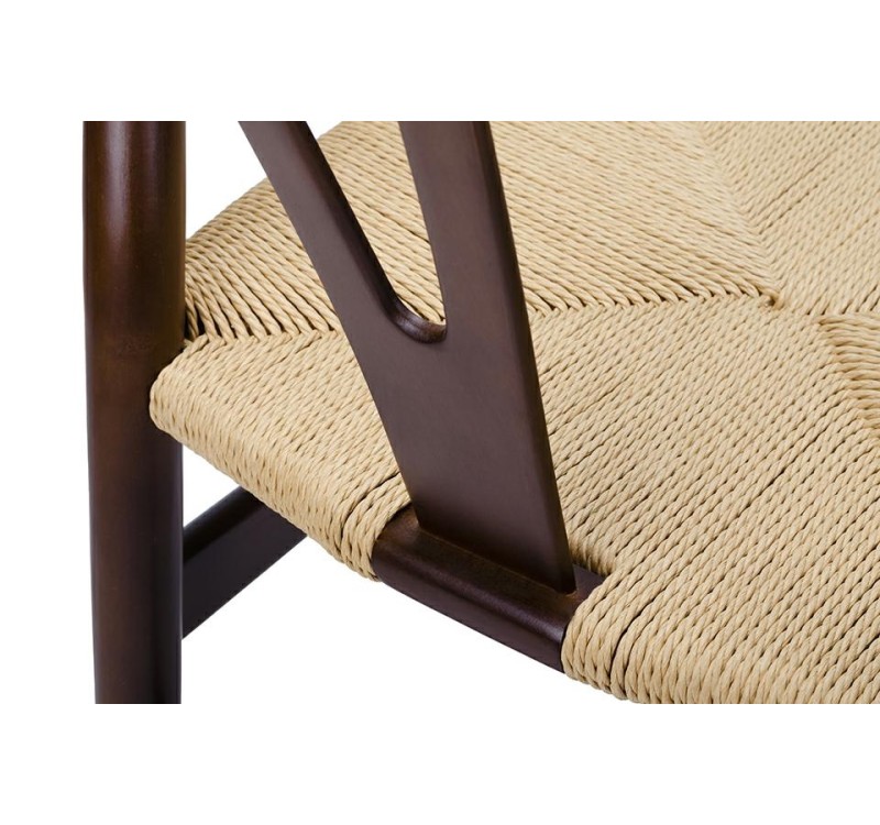 Krzesło WISHBONE ciemny brąz - drewno bukowe, naturalne włókno