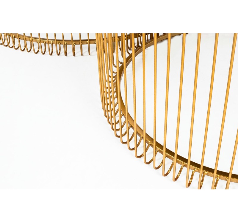 KARE zestaw stolików kawowych WIRE mosiądz