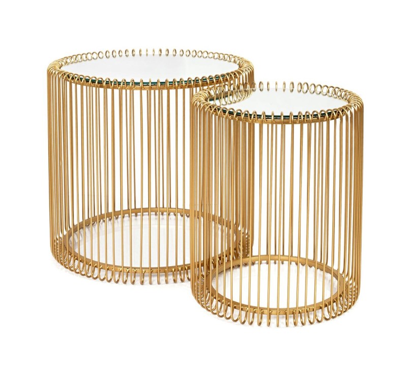 KARE zestaw stolików WIRE mosiądz