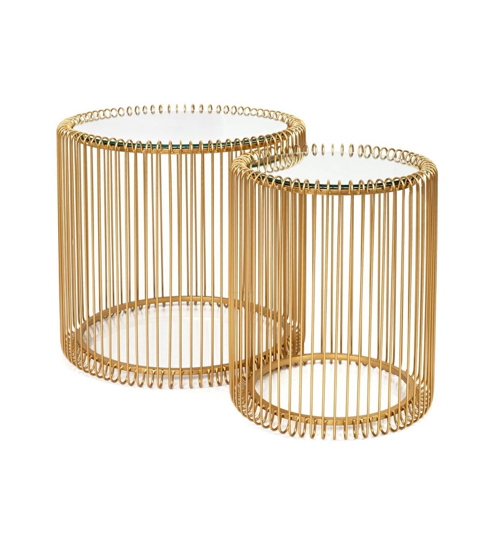 KARE zestaw stolików WIRE mosiądz