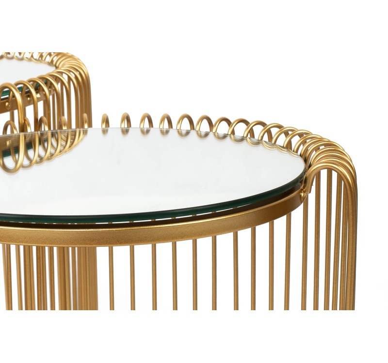 KARE zestaw stolików WIRE DOUBLE II mosiądz