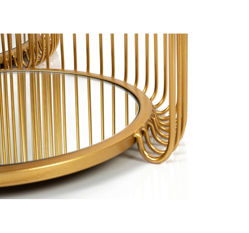 KARE zestaw stolików WIRE DOUBLE II mosiądz