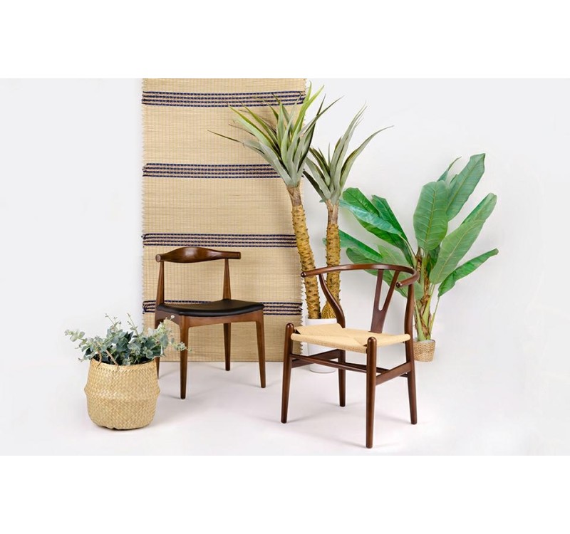 Krzesło WISHBONE ciemny brąz - drewno bukowe, naturalne włókno