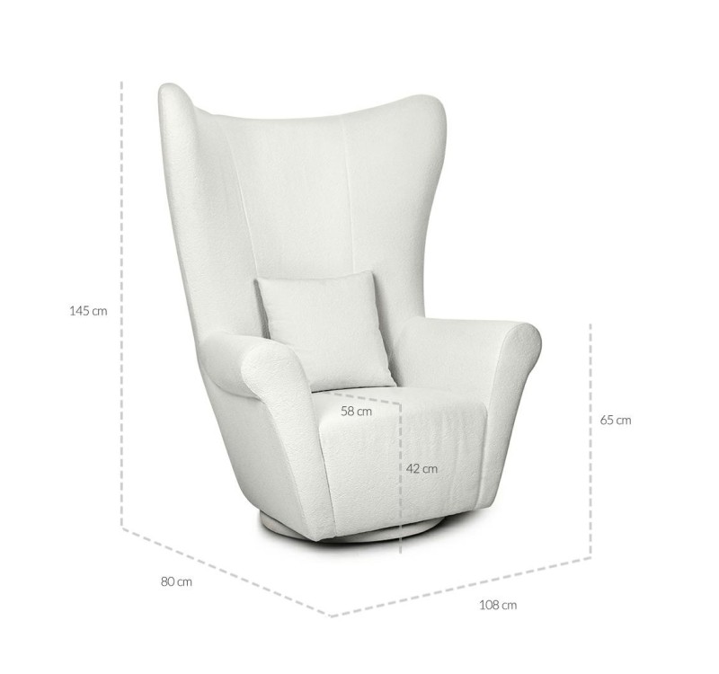 MaMaison fotel obrotowy GROSDOS biały /   chenille