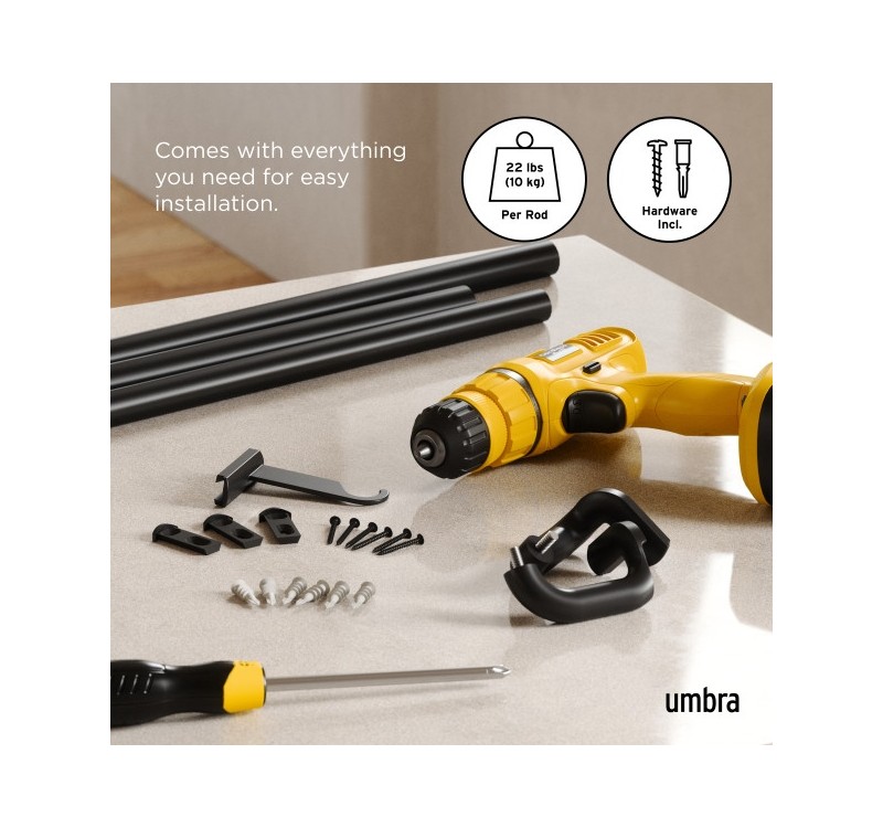 UMBRA karnisz TWILIGHT 168 - 365 cm       czarny mat