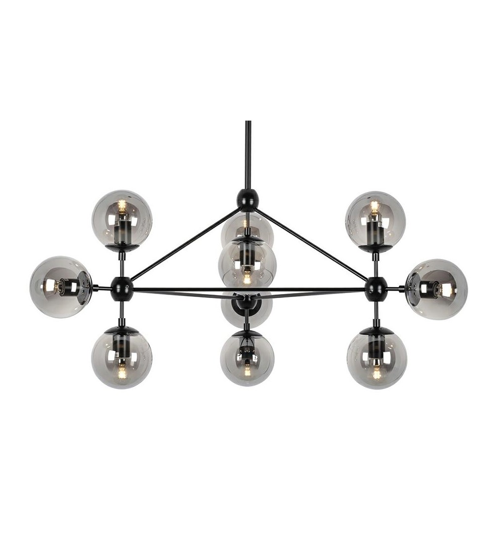 Lampa wisząca PLANETARIO 10 czarna - klosze dymione