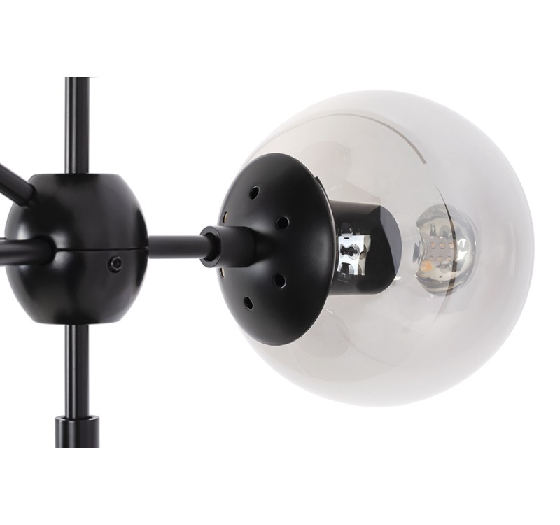 Lampa wisząca PLANETARIO 10 czarna - klosze dymione