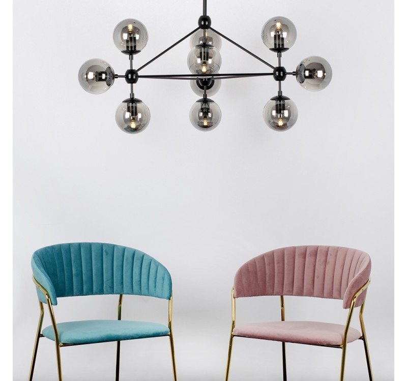 Lampa wisząca PLANETARIO 10 czarna - klosze dymione