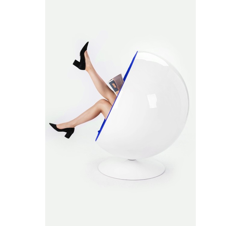 Fotel BALL biało-niebieski - włókno szklane