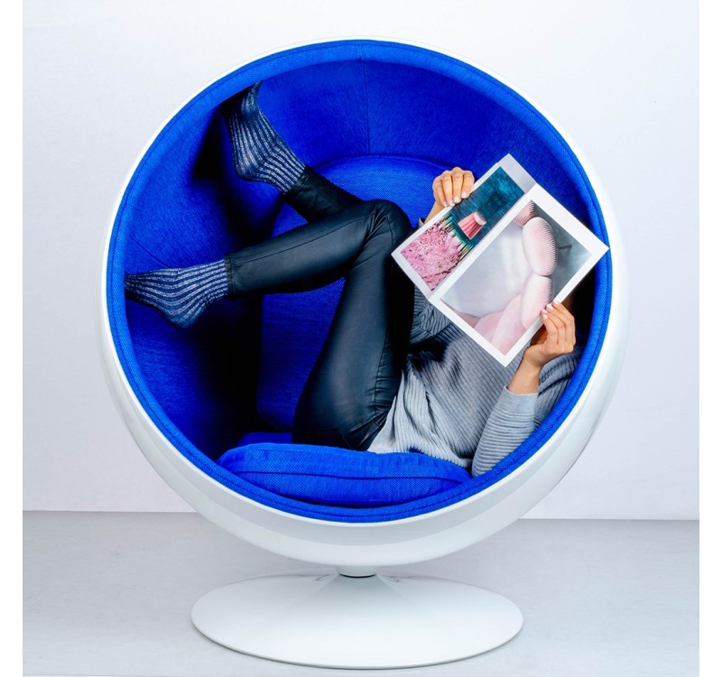 Fotel BALL biało-niebieski - włókno szklane