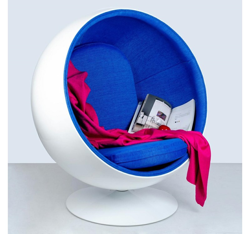 Fotel BALL biało-niebieski - włókno szklane