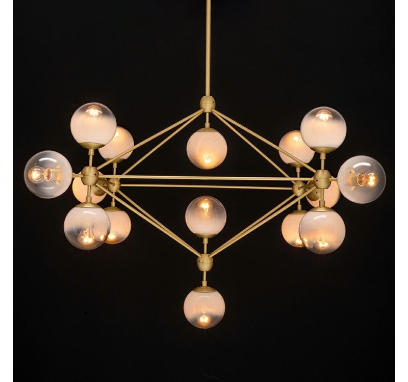 Lampa wisząca PLANETARIO 15 GOLD złota - klosze szronione