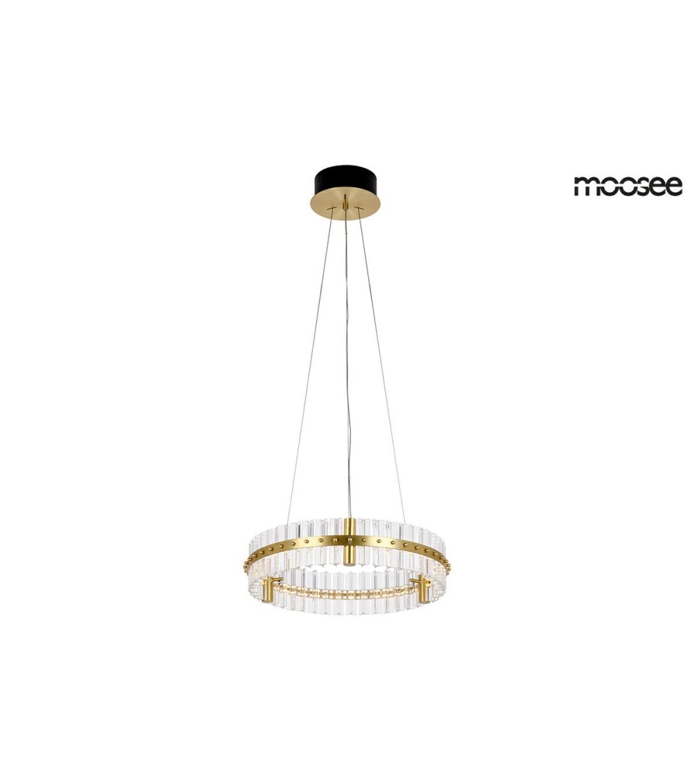 MOOSEE lampa wisząca SATURNUS 47 złota - LED, kryształ, stal szczotkowana