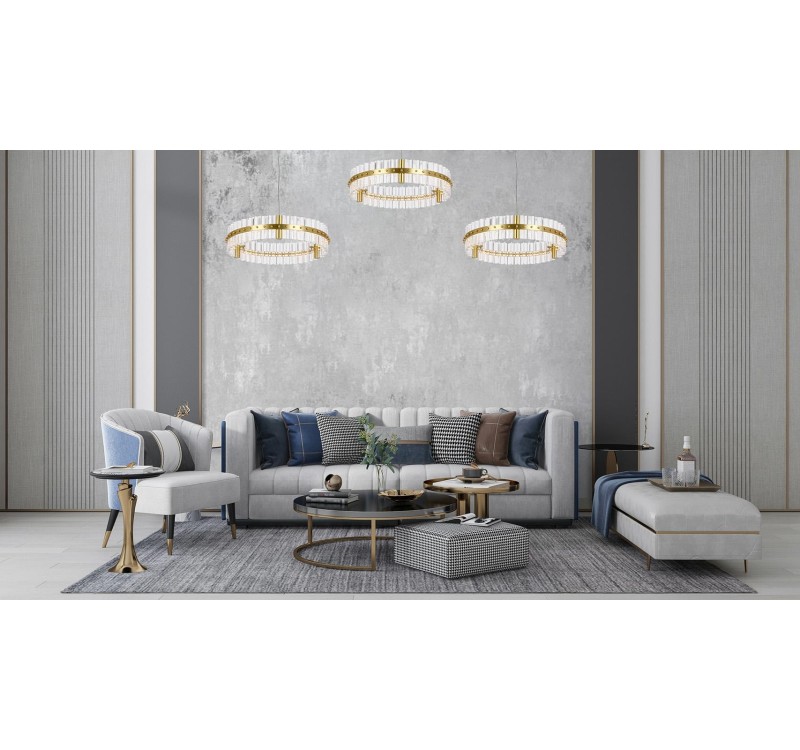 MOOSEE lampa wisząca SATURNUS 47 złota - LED, kryształ, stal szczotkowana