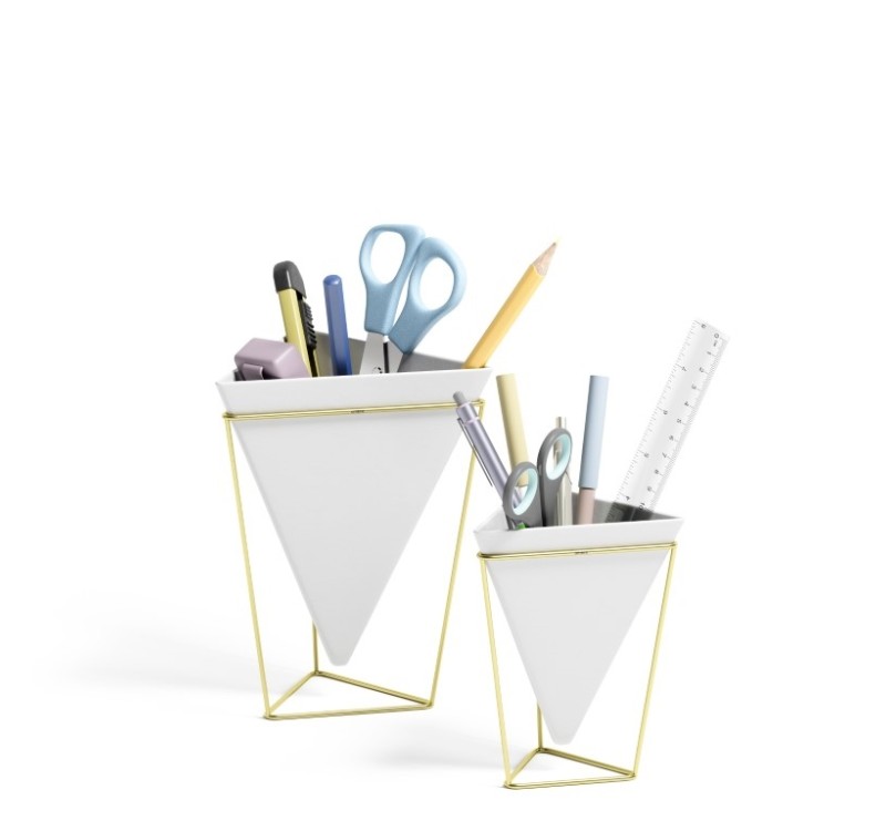 UMBRA zestaw doniczek TRIGG - biały, złoty