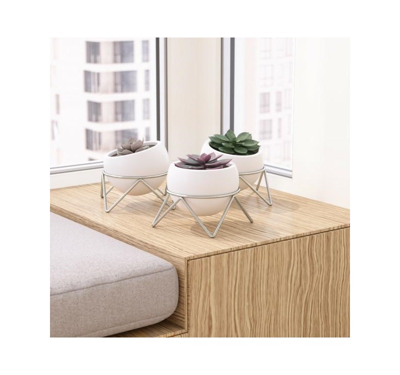 UMBRA doniczki POTSY - biały, srebrny