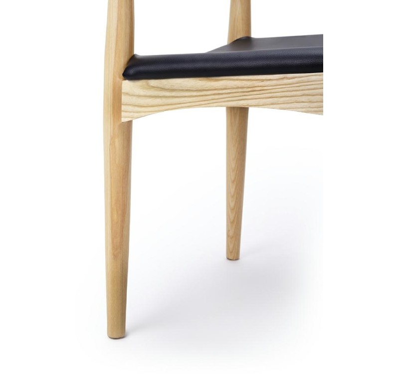 Krzesło ELBOW naturalne - drewno jesion, ekoskóra czarna