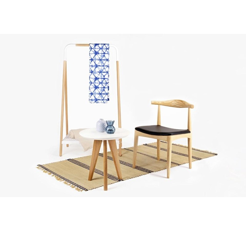 Krzesło ELBOW naturalne - drewno jesion, ekoskóra czarna