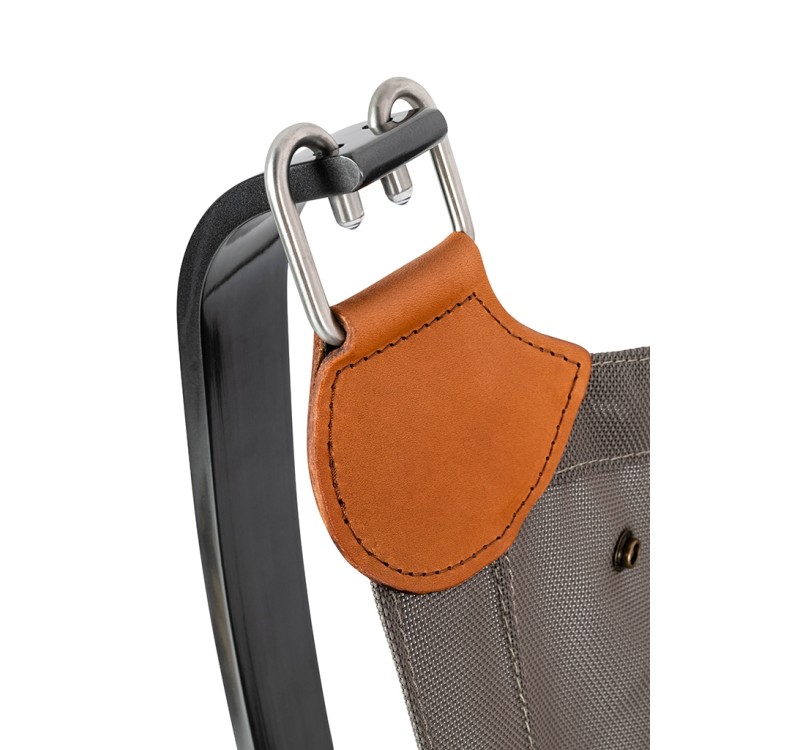 Fotel ARNI HIGH z podnóżkiem czarny - ekoskóra, stal szczotkowana