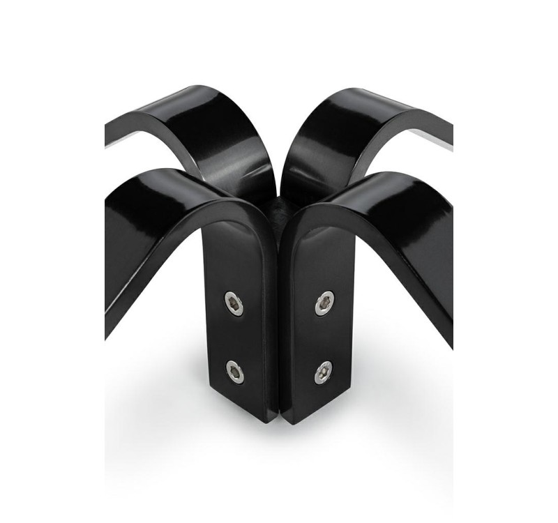 Fotel ARNI HIGH z podnóżkiem czarny - ekoskóra, stal szczotkowana