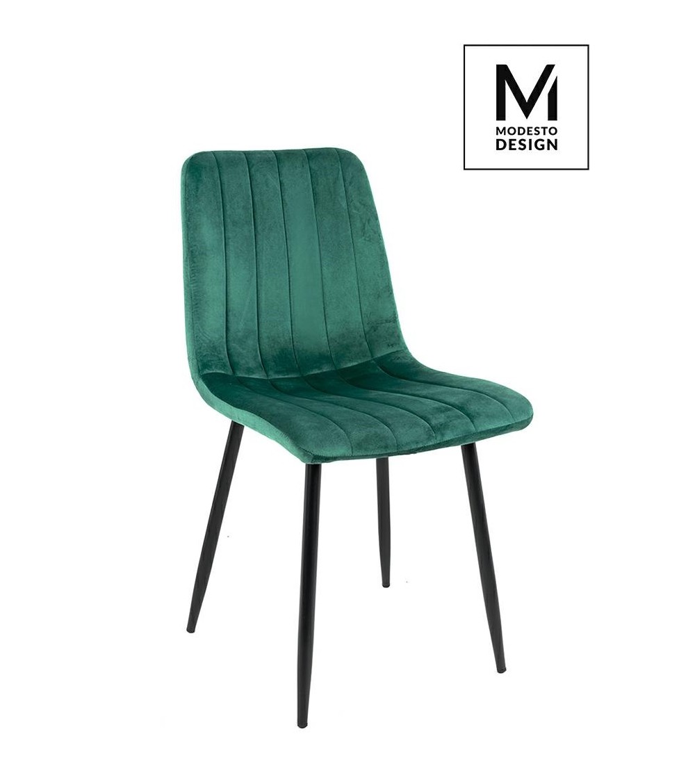 MODESTO krzesło LARA zielone - welur, metal