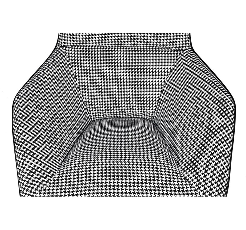 Leżanka VITA tkanina pepitka biało - czarna, ekoskóra czarna