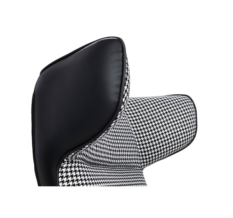 Leżanka VITA tkanina pepitka biało - czarna, ekoskóra czarna