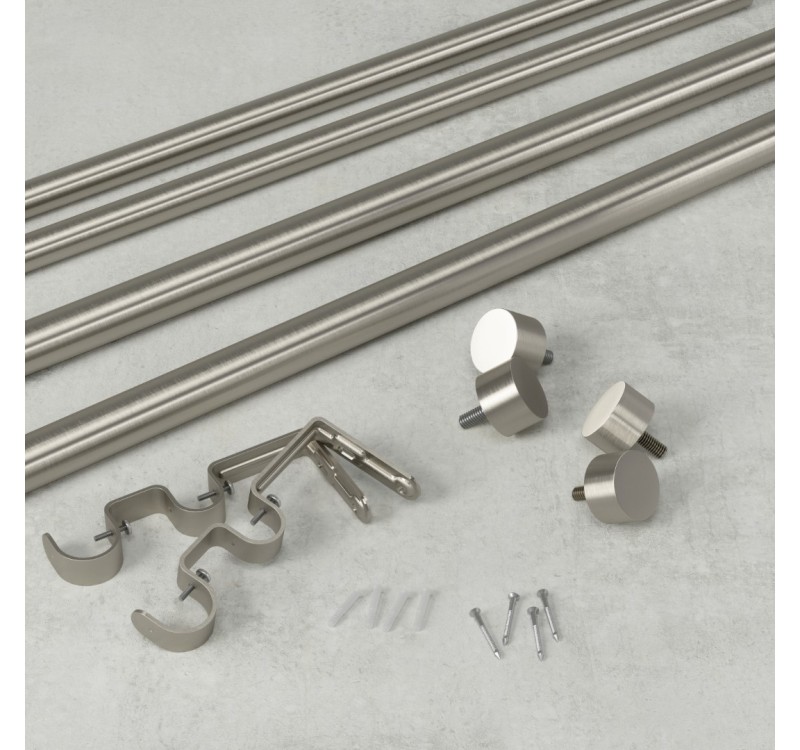 UMBRA podwójny karnisz CAPPA  305 - 457 cm srebrny