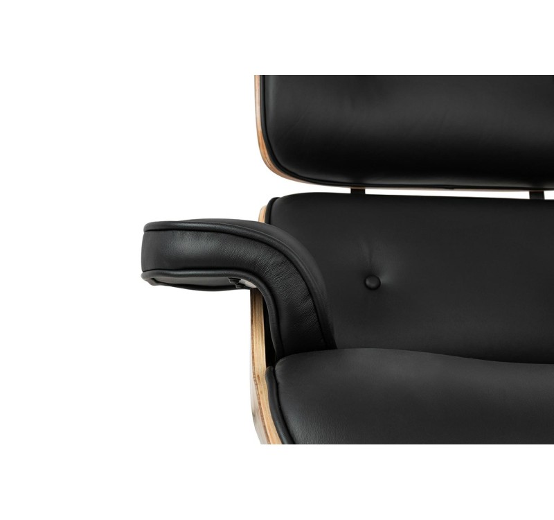 Fotel LOUNGE HM czarny / jesion z podnóżkiem