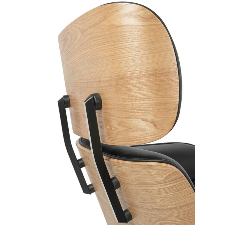 Fotel LOUNGE HM czarny / jesion z podnóżkiem