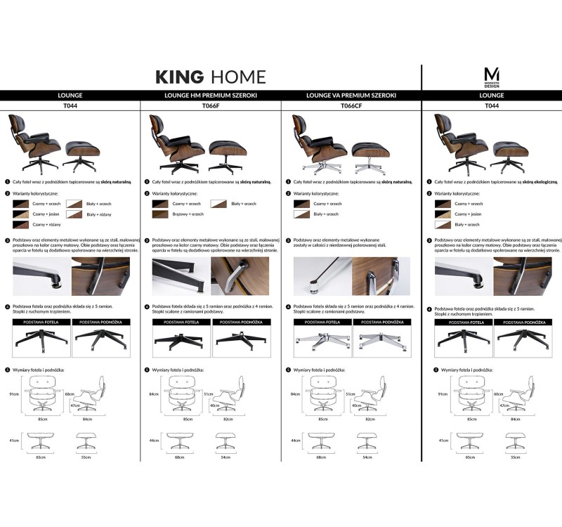MODESTO fotel LOUNGE czarny / orzech z podnóżkiem , skóra ekologiczna