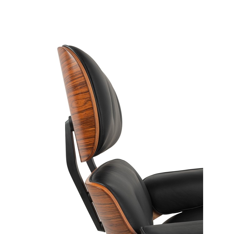 Fotel LOUNGE HM czarny / róża z podnóżkiem