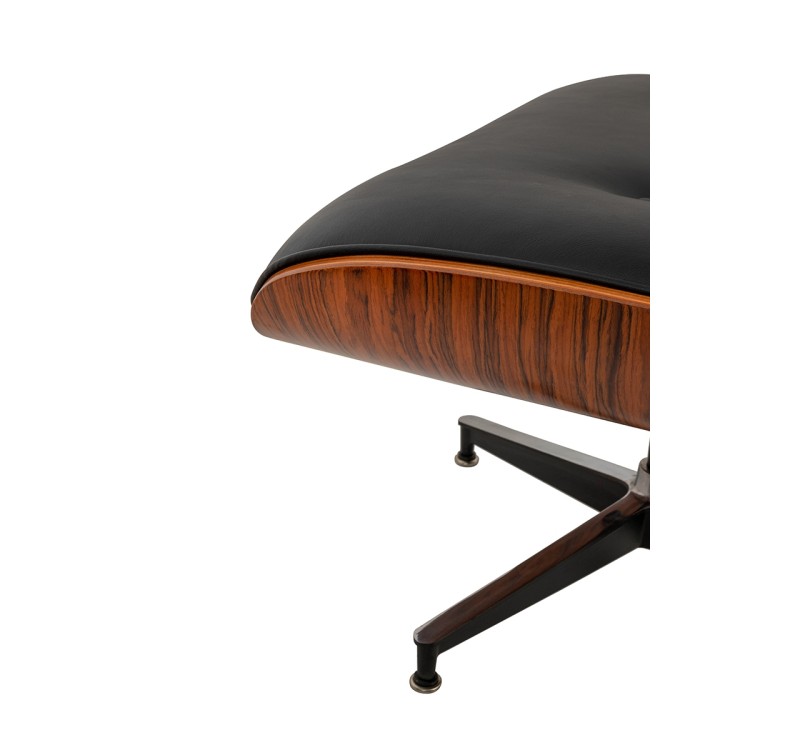 Fotel LOUNGE HM czarny / róża z podnóżkiem