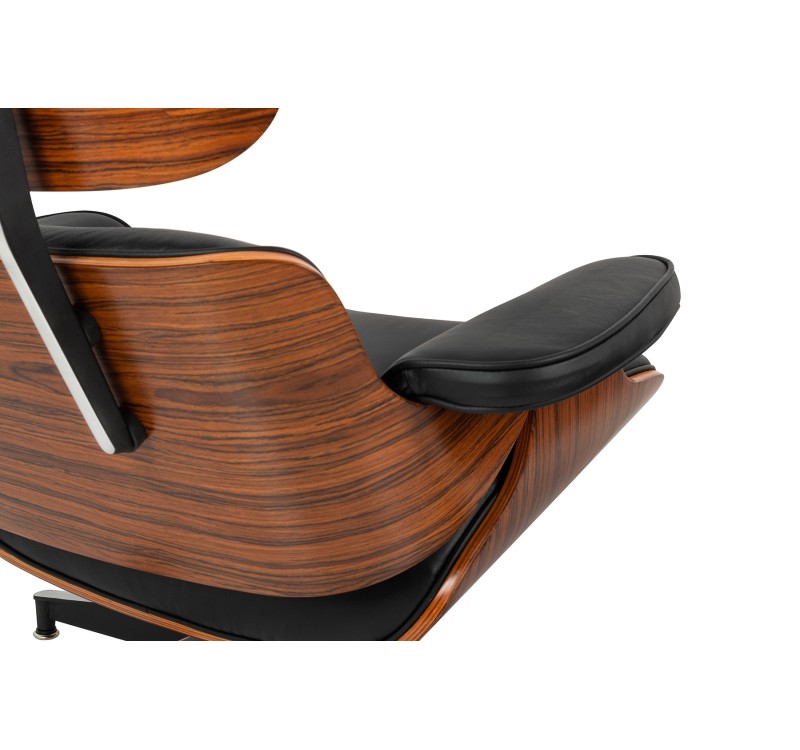 Fotel LOUNGE HM czarny / róża z podnóżkiem