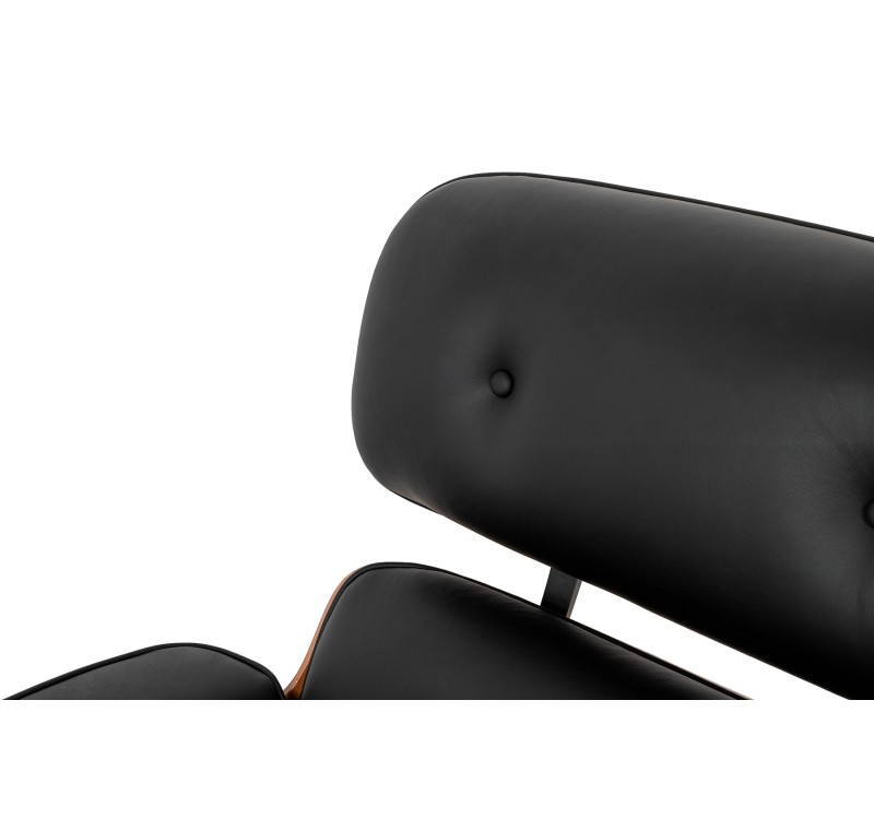 Fotel LOUNGE HM czarny / róża z podnóżkiem