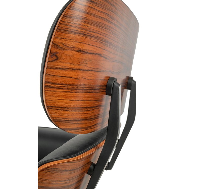 Fotel LOUNGE HM czarny / róża z podnóżkiem