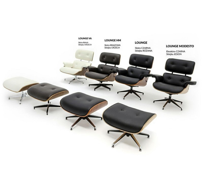 Fotel LOUNGE HM czarny / róża z podnóżkiem