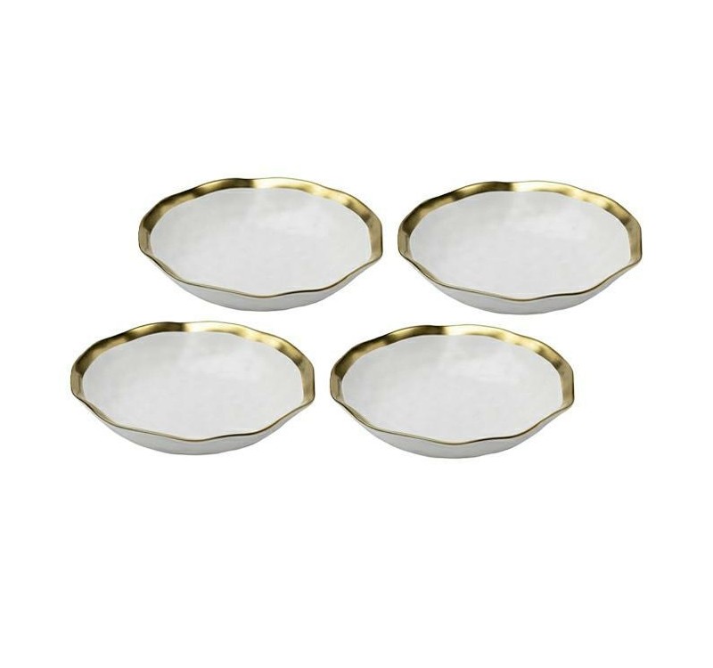 KARE komplet 4 talerzy głębokich BELL 20  cm biało-złoty