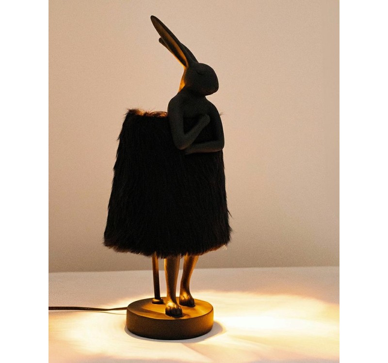 KARE lampa stołowa RABBIT FUR 50 cm       czarna / złota