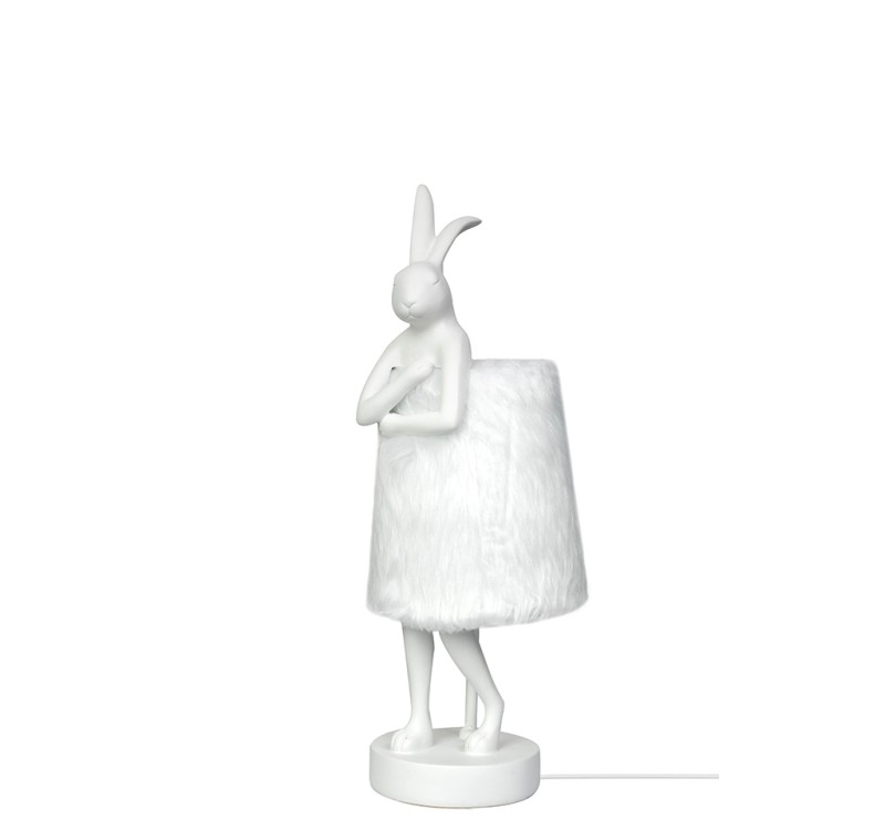 KARE lampa stołowa RABBIT FUR 50 cm       biała / srebrna