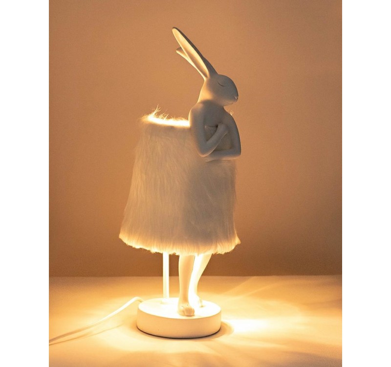 KARE lampa stołowa RABBIT FUR 50 cm       biała / srebrna
