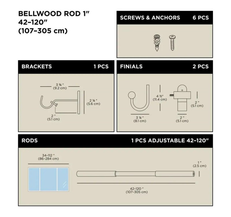 UMBRA karnisz BELLWOOD 107 - 305 cm       czarny