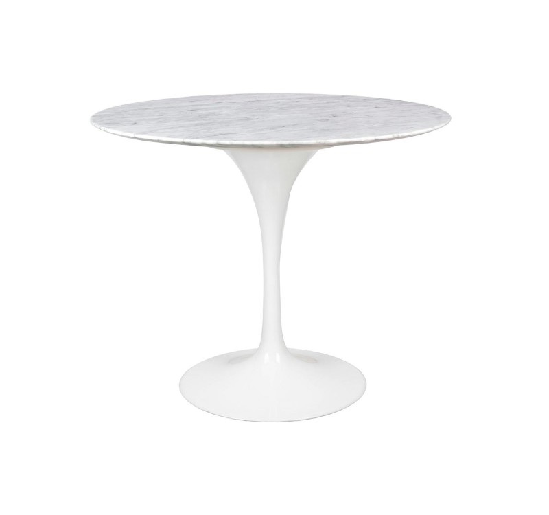 Stół TULIP MARBLE 90 CARRARA biały - blat okrągły marmurowy, metal