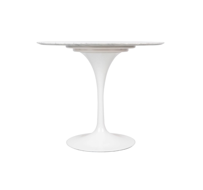 Stół TULIP MARBLE 90 CARRARA biały - blat okrągły marmurowy, metal
