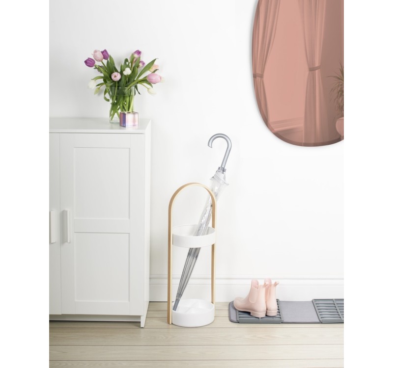 UMBRA stojak na parasolki BELLWOOD biało naturalny