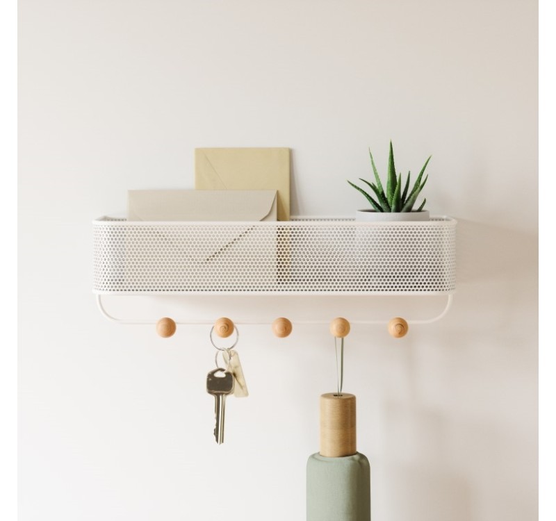 UMBRA wieszak z organizerem ESTIQUE biały